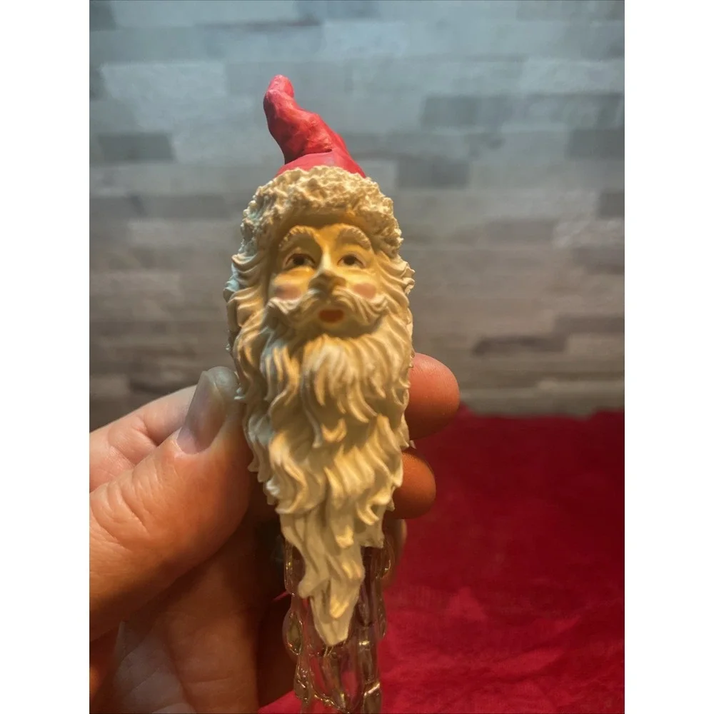 Vintage‎ Santa Crystal Look Icicle Christmas Tree Ornament Santa Face Icicle